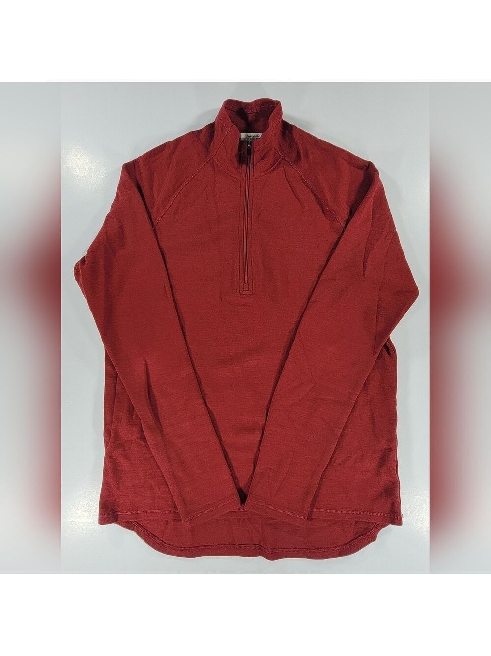 IBEX Mens 1/4 Pullover Base Mid Layer Large Long Sleeve 100% Merino Wool Shirt